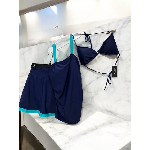 NEW 3 Piece Blue Women's Swimsuit Swimwear Size Medium-Large Ocean-Blues - Picture 1 of 7